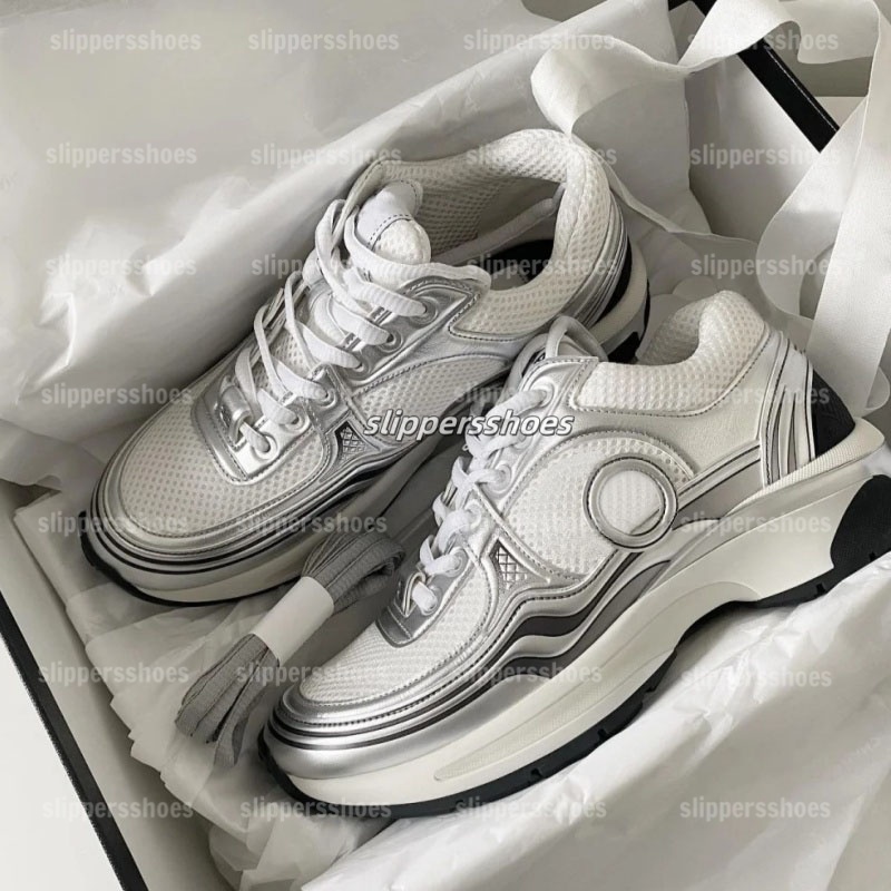 women designer shoes out of office sneakers woman Outdoor shoes womens reflective trainers running shoes mens silver sneaker flat-form mesh fabric runner shoe 35-45