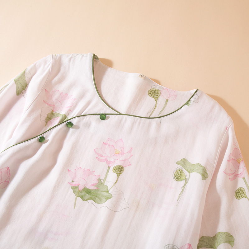 B919-New cotton pajamas for women in spring and summer, thin style, nine-point sleeves, home clothes, two-piece set