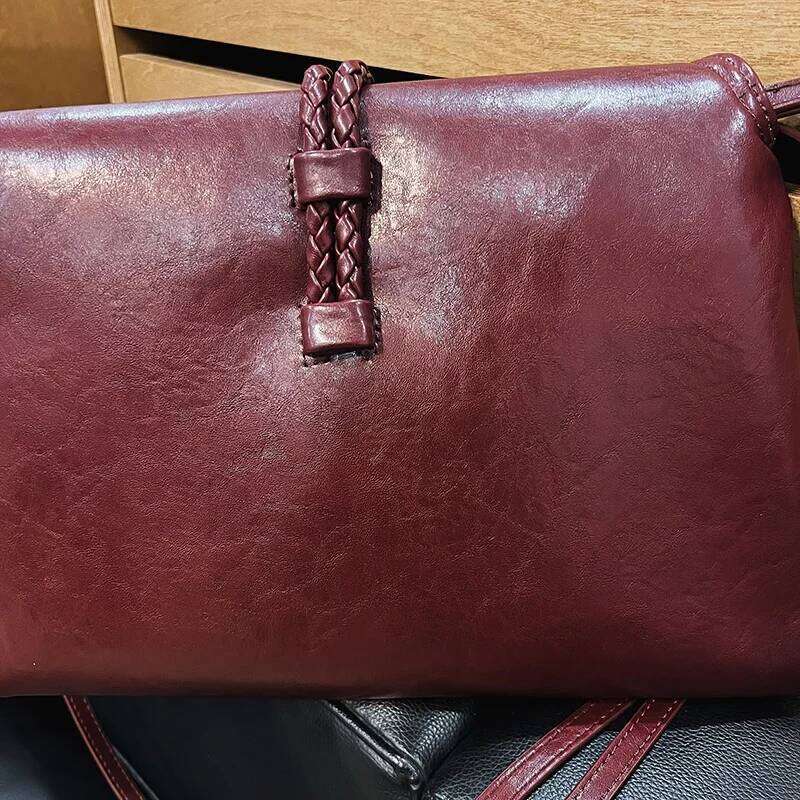 Meet You Trend Vegetable Tanned Leather Envelope Clutch Women Large Capacity Solid Color Soft Shoulder Messenger Bag