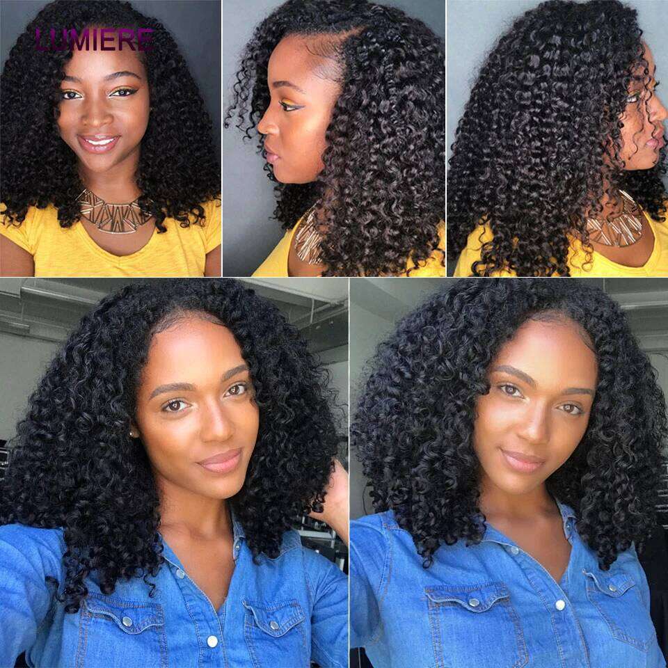 Deep Afro Kinky Curly Bundles With 13X4 Frontal Closure HD Transparent Lace 100% Raw Virgin Human Hair Bundle Deals