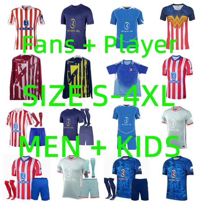20 21 23 24 25 26 Atletico Madrids soccer jerseys Player version 2025 2026 J.ALVAREZ GALLAGHER M.LLORENTE Sorloth GRIEZMANN DE PAUL Correa football shirt men kids kit