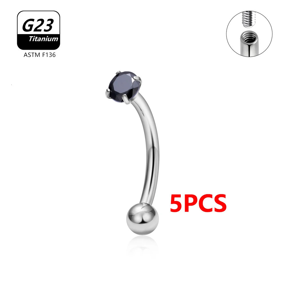 G23 ASTM 36 Piercing Eyebrow 16G CZCartilage Helix Daith Rook Earring Curved Barbell Labret Lip Body Jewelry 250606