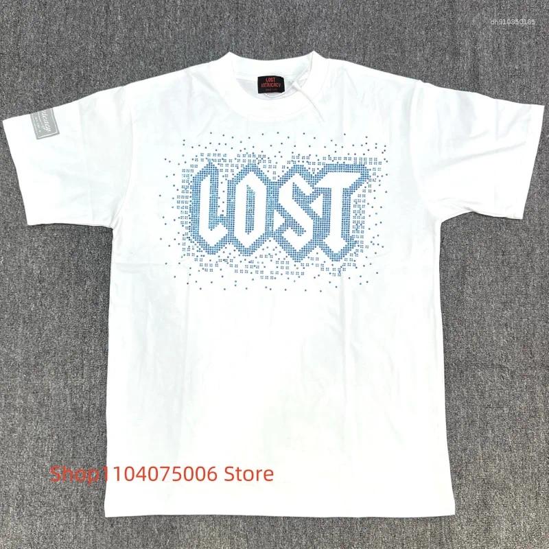 Mens T Shirts High Quality Pure Cotton Washed T-Shirt Lost Intricacy Rhinestone Unisex Casual Tee
