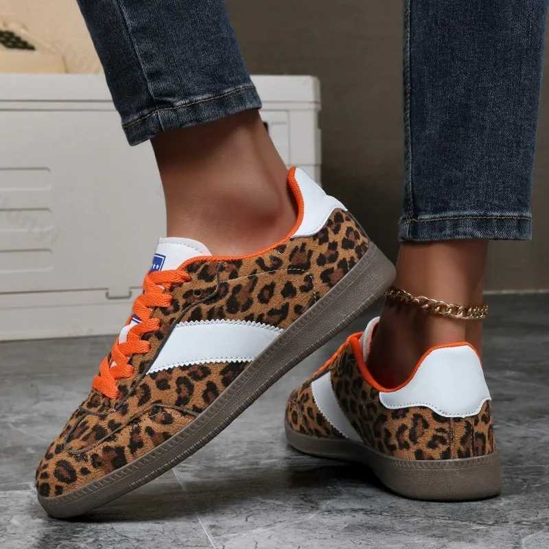 Leopard Print Women Casual Sneakers Outdoor Classic Retro Trainers Walking Sneakers Fashion Lace Up Non-Slip Casual Running Shoes M250609
