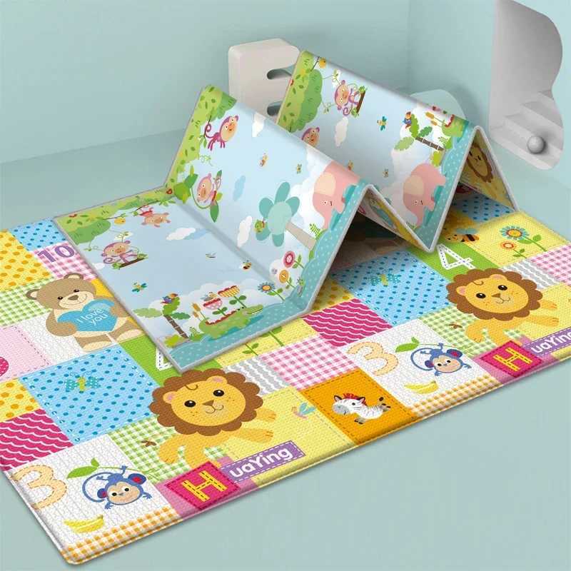 97*177cm Baby Play Mat Foldable Children Carpet Double-Sided Pattern Kid Room Carpet Educational Activity Surface Easy to Carry y2506095KXY