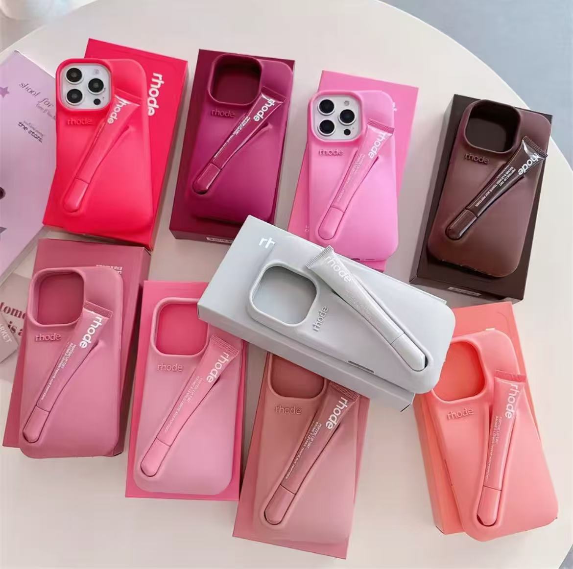 Autumn Limited Edition Rhode Lip Gloss Holder Soft Silicone Lipstick Phone Case For IPhone 16 15 14 13 12 11 Pro Max Plus Cover