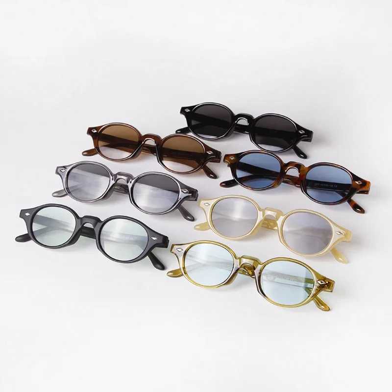 Retro Small Oval Sunglasses Women Brand Design Rivet Blue Tortoise Shell Sun Glasses Outdoor Men Shades Female UV Oculos De Sol M250609