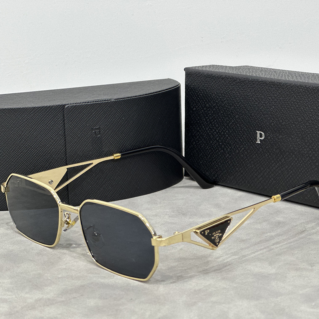Luxurious Designer Sunglasses for Women Side letters metal triangle For Men sunglasses Eyeglasses Goggle Outdoor Beach UV Sun protection Exquisite gift box good