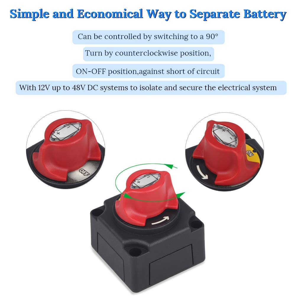 Battery isolation relay, 300A 12V battery isolation disconnect switch, suitable for marine RV ATV vehicles