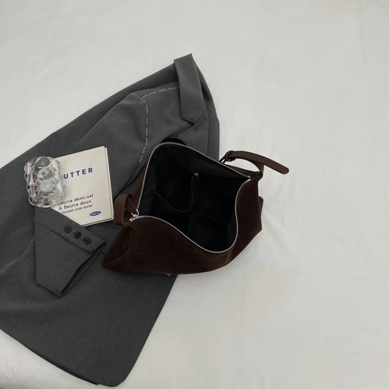 Womens Slouchy Vintage Frosted Suede Fall/winter Shoulder Underarm Bag Simple Tote Bag Large Capacity Bag 250523