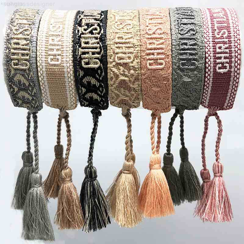 Jewelry Handmade Signature Embroidered Color Cotton Bracelet Women Men Woven Tassel Adjustable Lover Gift 0s 7s 8s