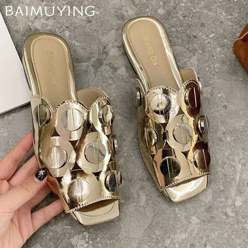 Designer Women Slippers Elegant Heeled Sandals Fashion Woman Shoes 2025 Brand Slides Chunky Party Dress New Mujer Zapatos