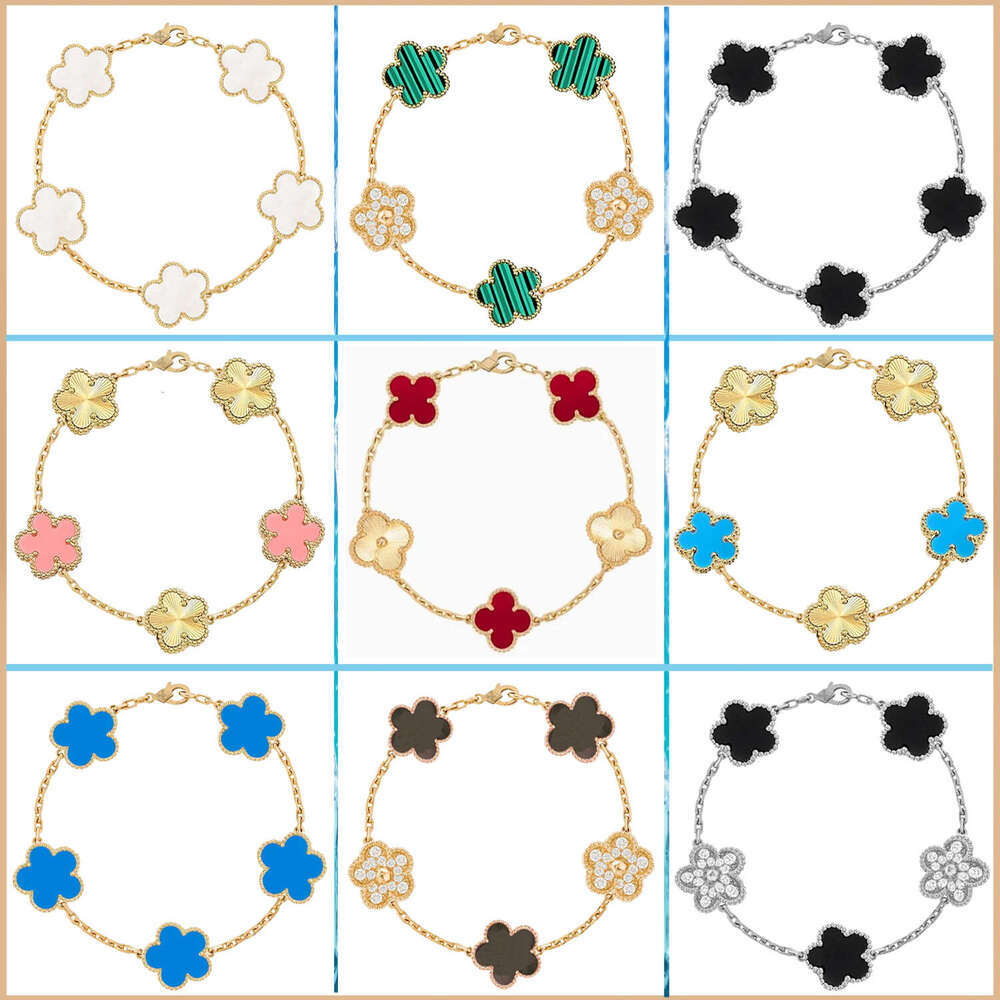 Classic 18K Gold Plated with Natural Gemstone Luxury Four Leaf Clover Bracelet with top-notch aristocratic Inspired Elegant Jewelry