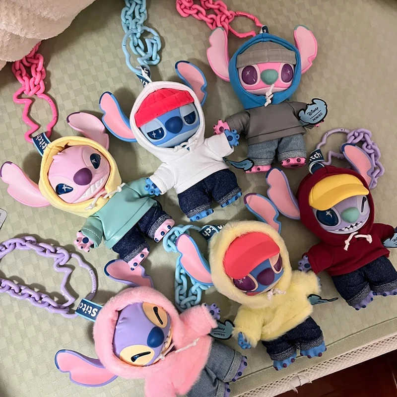 Disney Genuine Disney Stitch Gen Z Street Series Vinyl Blind Box Joint Movable Stitch Model Backpack Pendant Birthday Gift Y250613