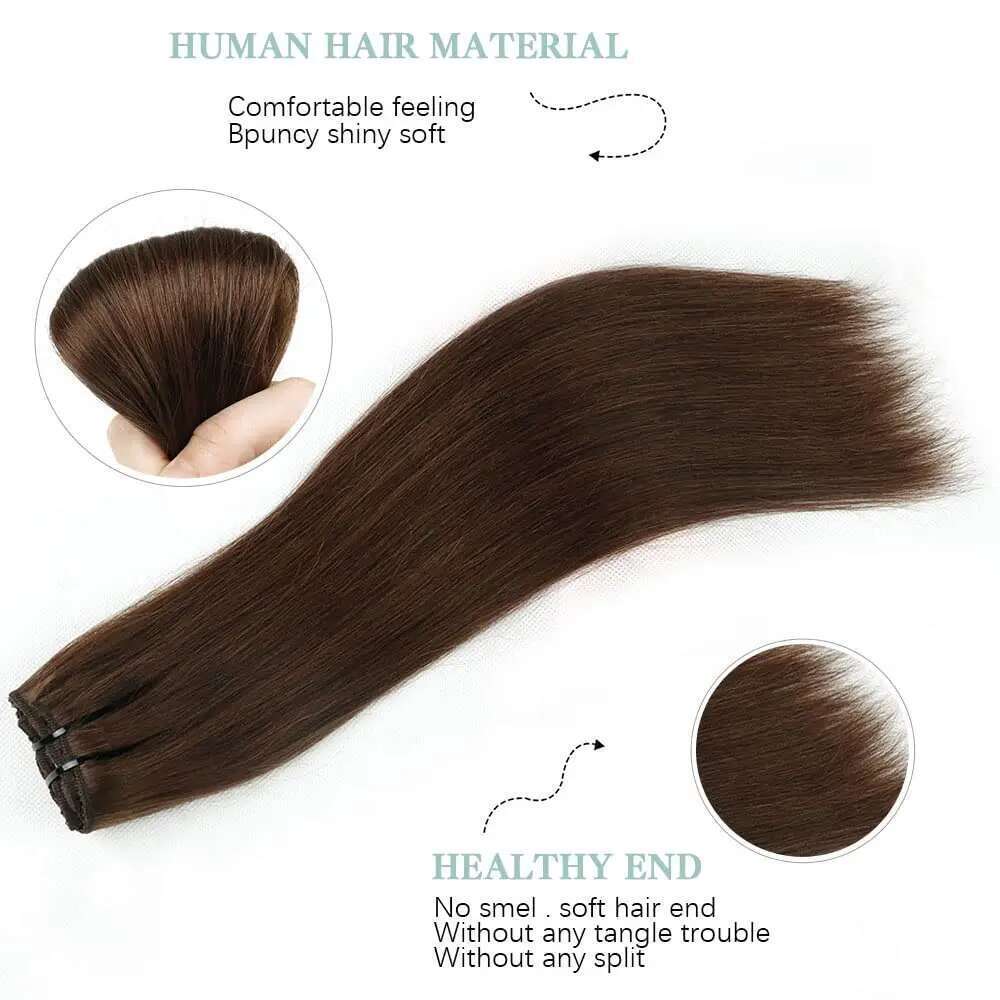 Clip Ins Straight 120 Gram Pack Extensions 10A Brazilian Virgin Human Hair For Natural Black Color 16-26inch