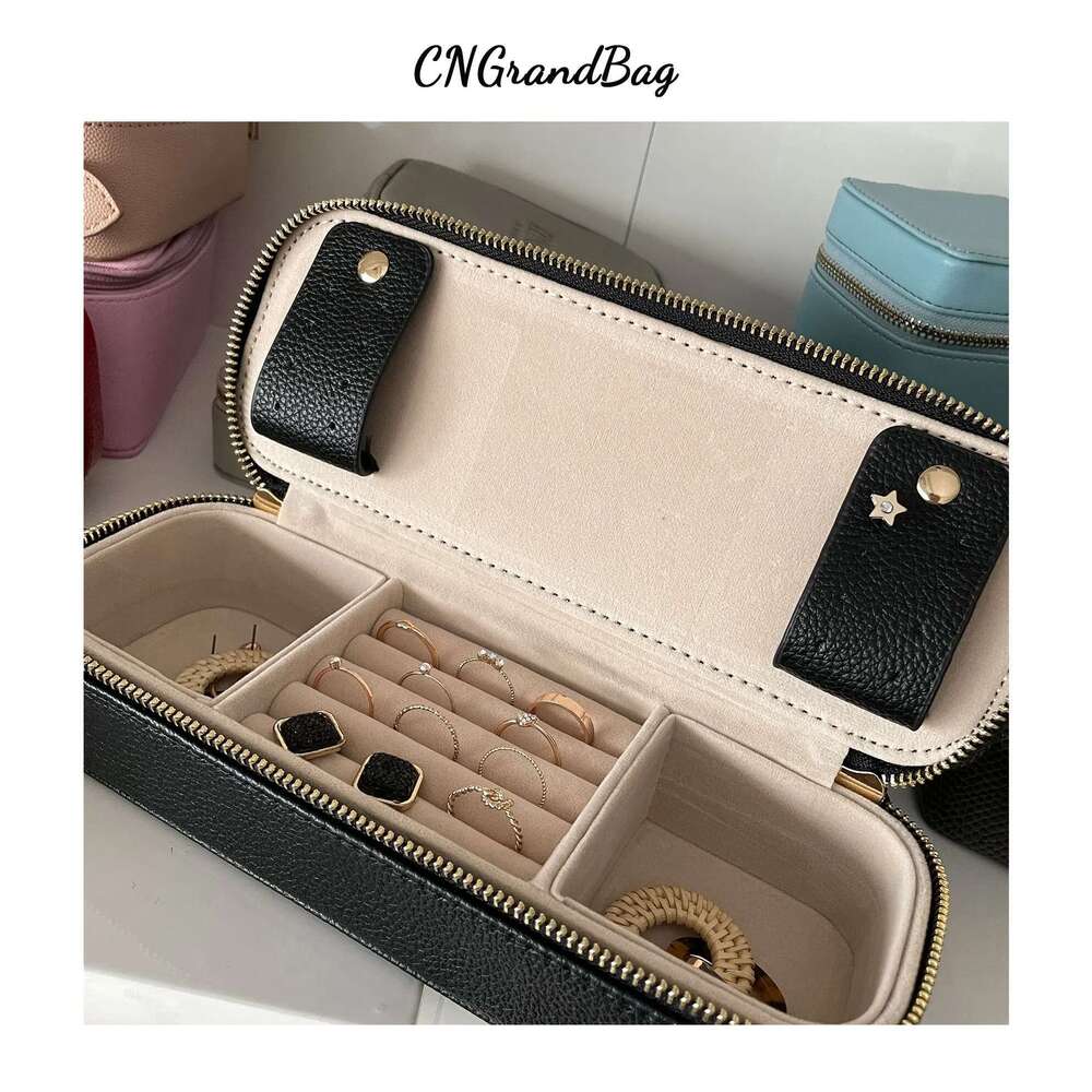 Personalized Cosmetic Pu Leather Women Makeup Bag With Jewelry Organizer Case 2 In 1 Ladies Travel Clutch Pouch