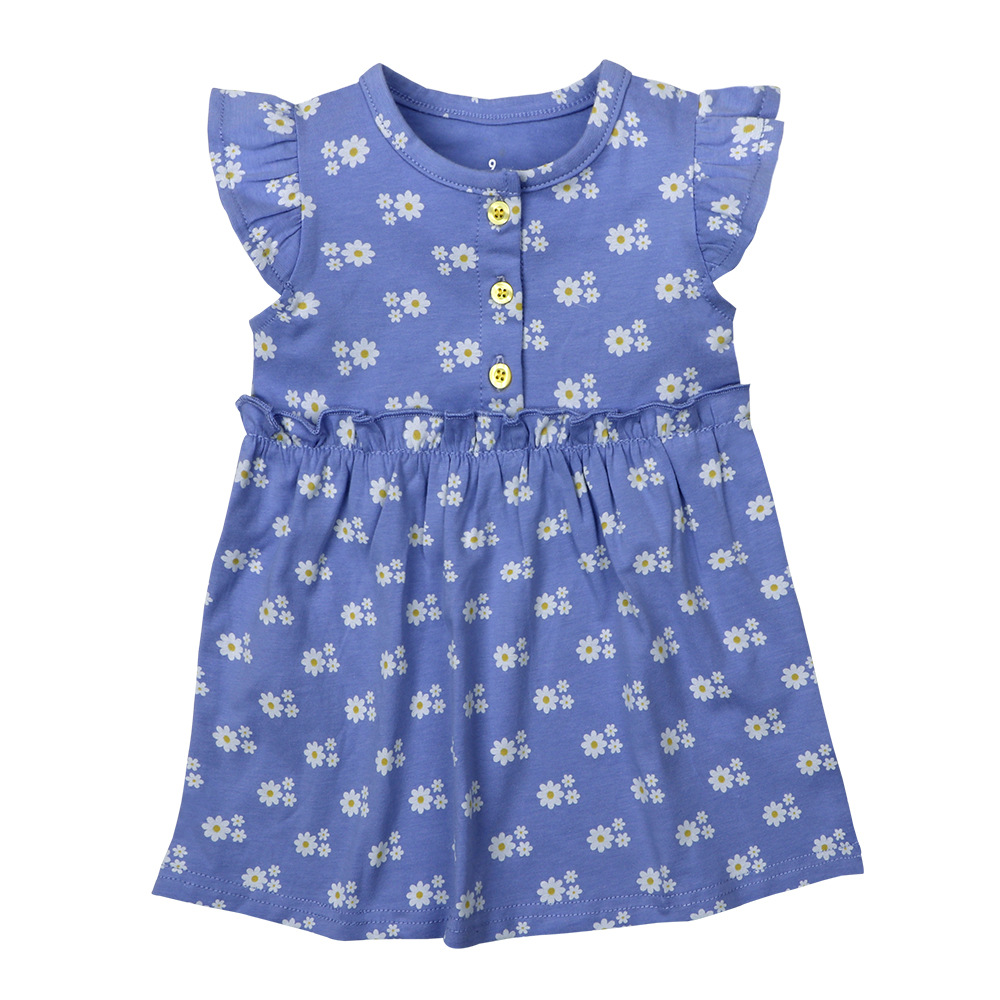 Customizable Girls Printed Princess Dresses Organic Cotton Girls Dance Dresses Summer Baby Dresses