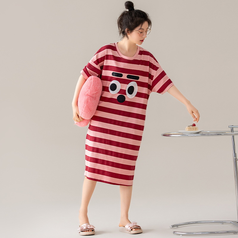 B918-Pure cotton nightdress for women summer new summer pajamas short sleeve thin section sweet style girl dress