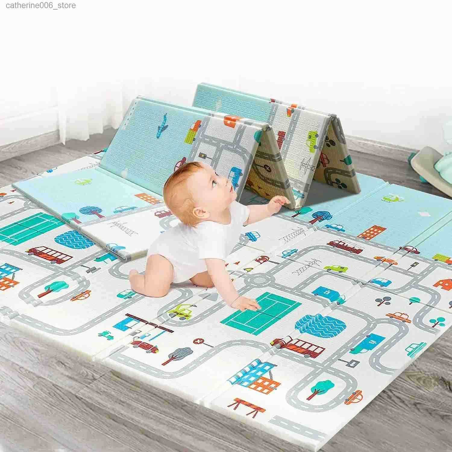 Portable Waterproof Foldable Baby Play Mat for Home and Baby Mats for Activities Camping and Beach Play Mats Home Floor Carpet y250609Q9UO