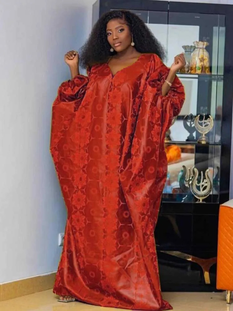 Elegant Bazin Riche Brode Long Robe Evening Dress Traditional Gown for Parties and Weddings African Dashiki Robe Boubou Brocade 250603