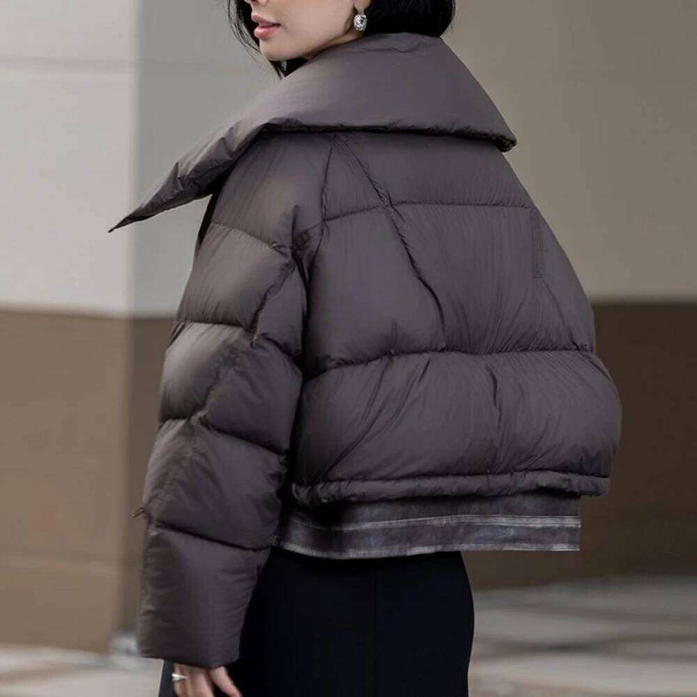 OFTBUY 2025 New Autumn Winter Clothes Women Fashion Short White Duck Down Coat Female Solid Color Fluffy Puffer Jacket Lady