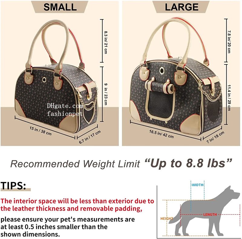 Luxury Pet Carrier Cat Carrier Bag Puppy Small Dog Carrier Waterproof PU Leather Carrying Handbag with Breathable Mesh for Outdoor Travel Walking Hiki