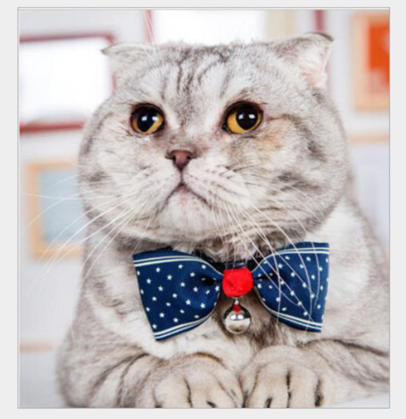Dog Cat Collar with Multiple Color Patterns Bowtie Soft Satin Ribbon Material Puppy Small Bell Neck Decoration with Quick Release Buckle for Small Dog