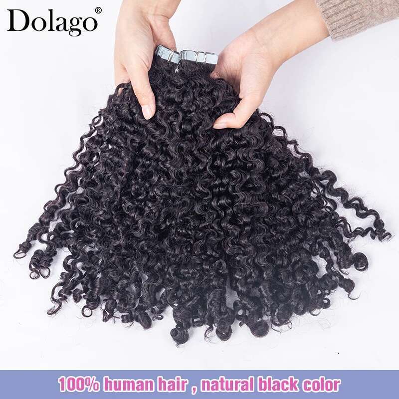 Burmese Human For Women Black Natural Curly Raw Bundles Tape In Hair Extensions