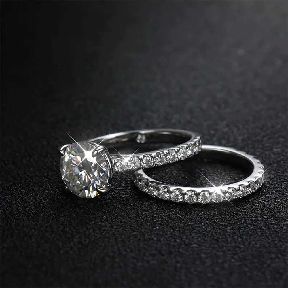 D VVS1 All Moissanite Row Rings Set For Women S925 Sterling Silver Plated 18K White Gold Diamond Ring Wedding Bands Fine Jewelry W250609 W250609