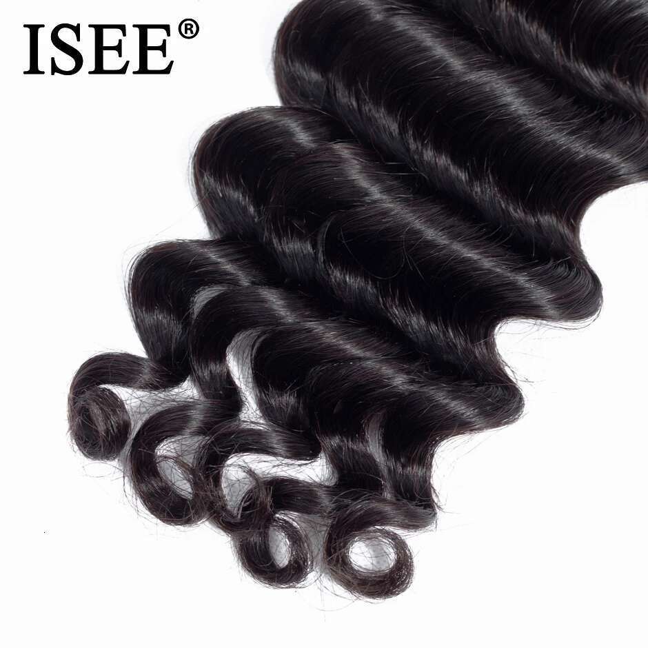 ISEE HAIR Brazilian deep Weave 100% Remy Human Extension Natural Color 3 Loose Wave Hair Bundles