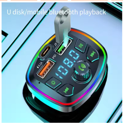 1~10PCS Car Bluetooth 5.0 FM Transmitter PD 18W Type-C Dual USB 4.2A Fast Charger LED Backlit Atmosphere Light MP3 Player