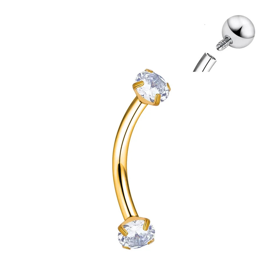 ASTM 36 Set 5A CZ Eyebrow Piercing 16G Internal thread Earrings Sexy Labret Lip Studs Curved Barbells Jewely 250606