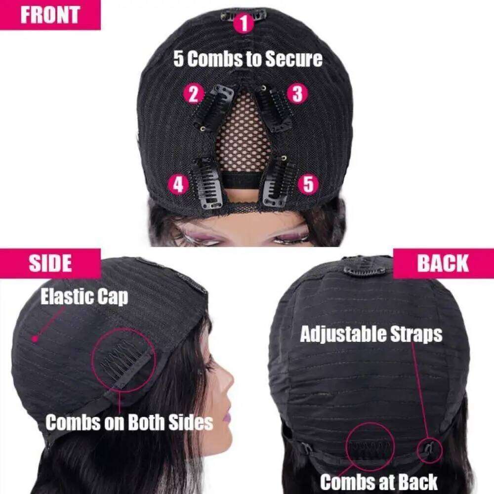 Straight Wig 30 32 Inch 200 Density V Part 100% Human Wigs Black Natural Hair wigs for Women