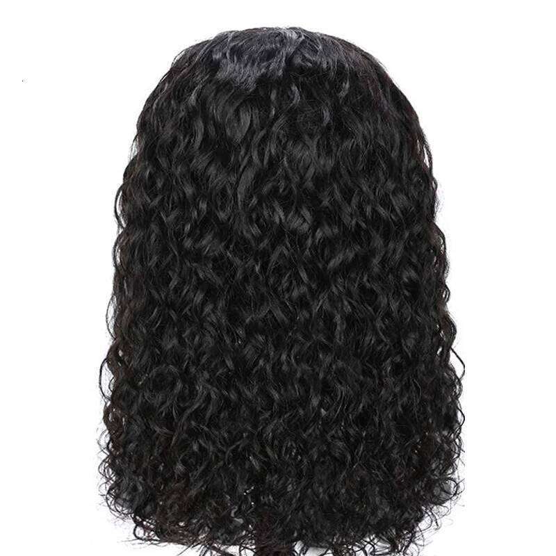 Wigs-Water Wave Headband Human For Women Synthetic Hair 16-24 Inches Remy Full hine Made Black Curly Hair Band Wigs