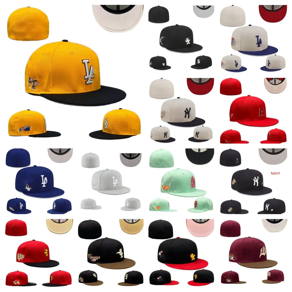 designer Baseball hat Full Closed Caps Summer Navy Blue Letter Bone Men Women Black Color All 32 Teams Casual Sport Flat Fitted hats Chicago Mix Colors size 7-8