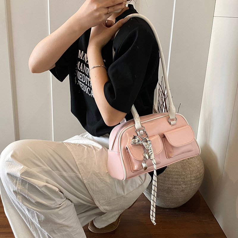 designer High-End Commuter Tote Bag 2025 Spring Summer Large Capacity Shoulder Underarm Bag Versatile Double Pocket B
