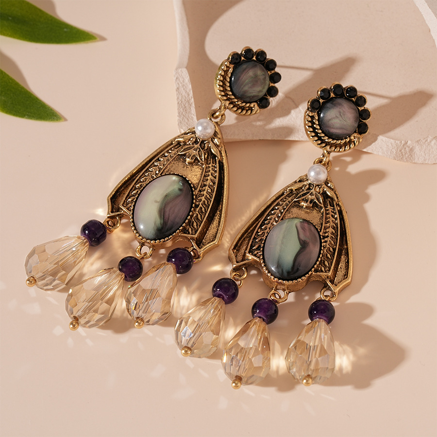 Vintage Antiqued Teardrop Earrings with Artificial Crystals Sterling Silver Needles French Court Inspired Elegant Statement Earrings for Women