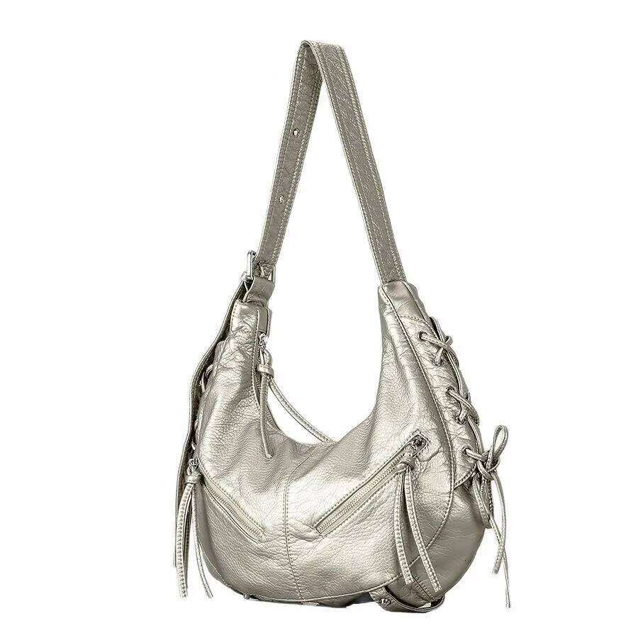 Designer Bag Luxury Bag Strappy Punk Style Motorcycle Underarm Bag For Women Messenger Large Capacity Soft PU Leather Female Shoulder Bag Handbag