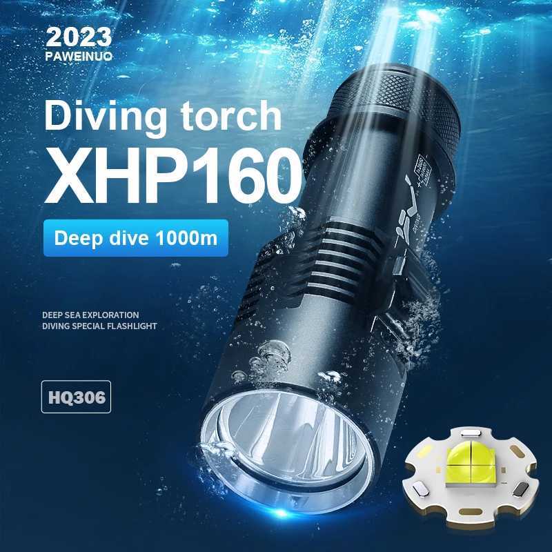 Super 9000LM XHP160 Professional Diving Flashlight 800m Underwater Scuba Diving Torch IPX8 Waterproof Dive Light 26650 Battery XJ250609