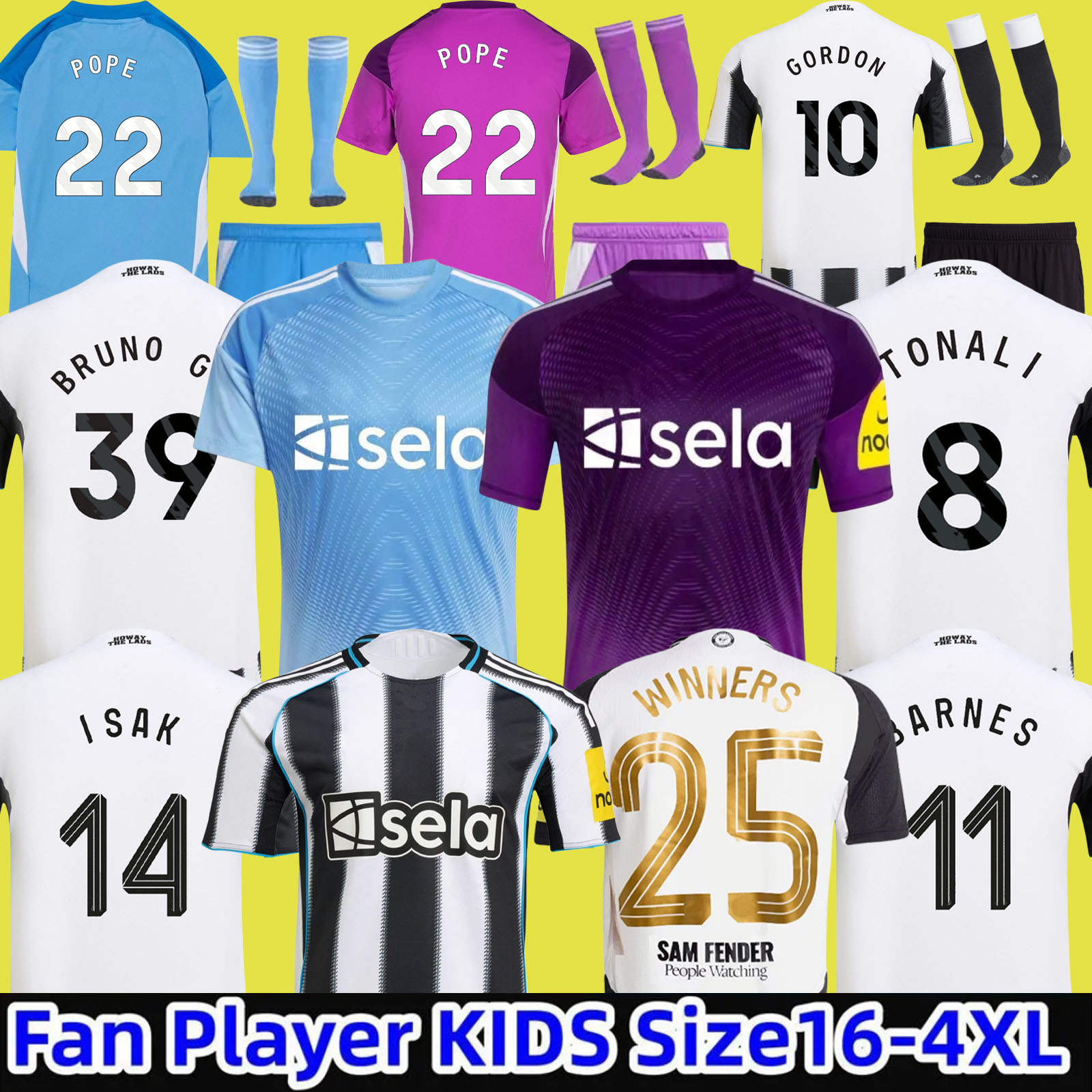 25 26 TONALI NEWCASTL E soccer jerseys BLACK Kids 2024 2025 BARNES BRUNO G. Gordon ISAK Football Shirt Home Away Botman fans WINNERS CARABAO CUP FINAL BURN 888