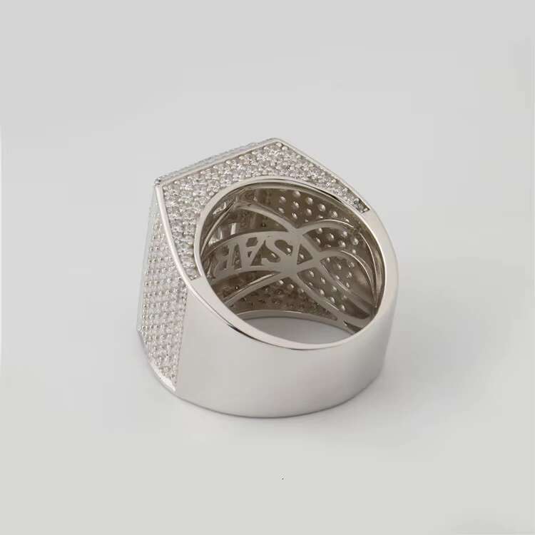 LUCK Hiphop Custom Vvs Iced Out Baguette Moissanite Pass Diamond Test 925 Silver Hip Hop Ring Fine Jewelry Men Hip Hop Style