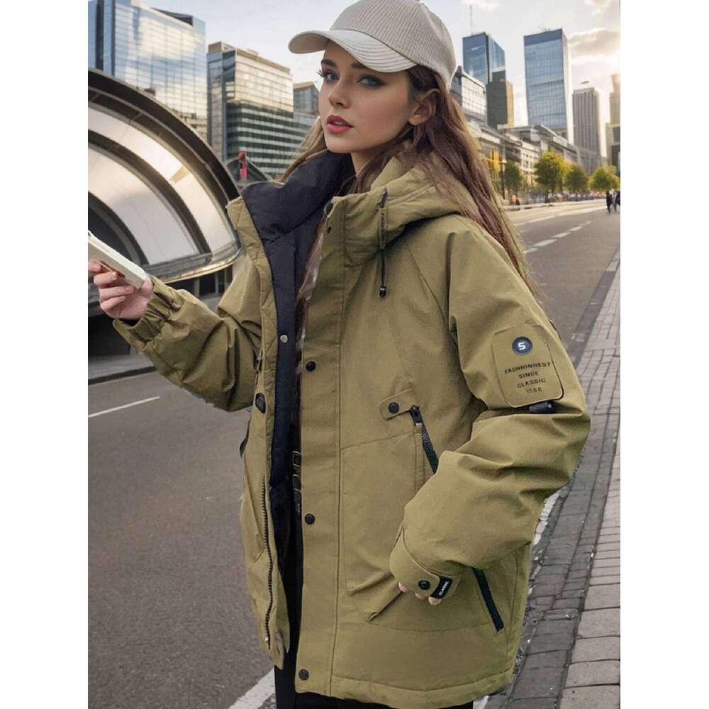 MIEGOFCE 2024 Women Outdoor Parka Mountaineering Casual Fashion Loose Winter Jacket Hooded Stand-Up Collar Coats MZ-23336