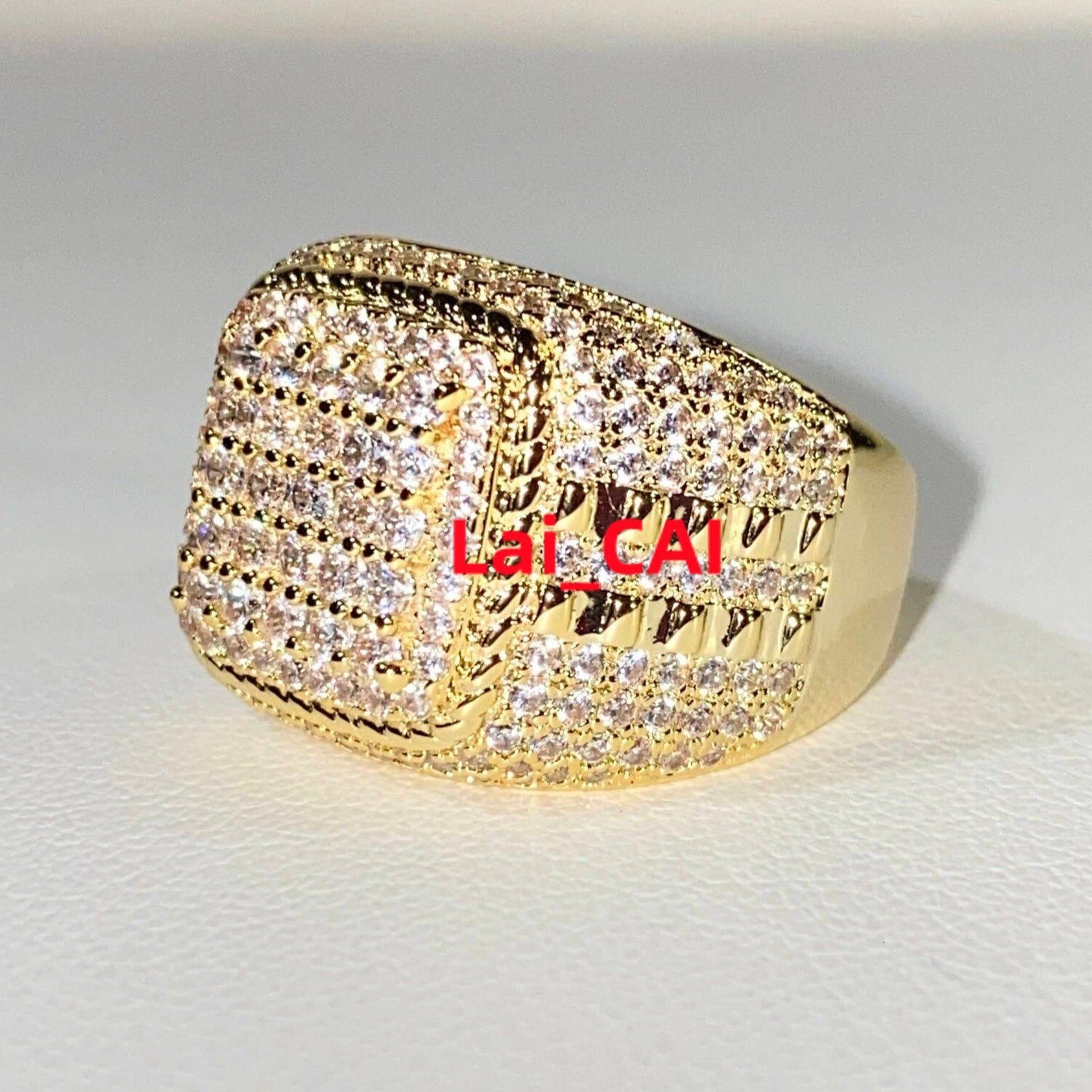 Mens Luxury 925 Silver Trendy Hip Hop Ring Fully Iced Out Diamond Rounded 18K Gold VVS Moissanite Diamond Ring for Men