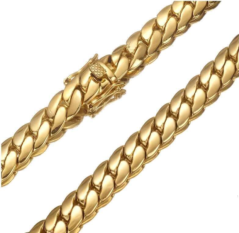 Stainless Steel 18K Gold Cuban Necklace Hiphop Chain Necklace Bracelet Short Collarbone Chain Miami Chain 6mm 8mm 8.8mm 9.6mm