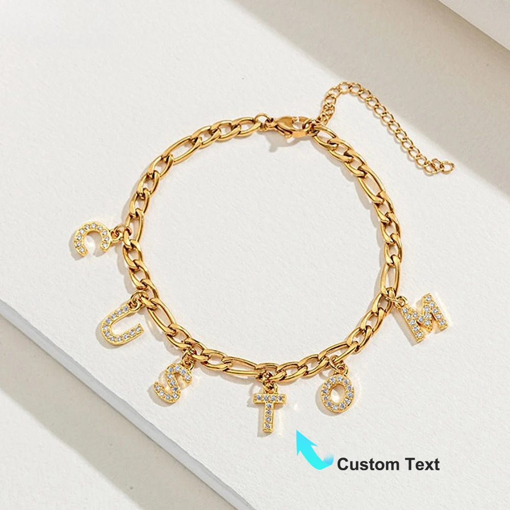 Custom Name Anklet for Women Stainless Steel Personalized Initial Anklet Summer Beach Leg Chain Ankle Bracelet Custom Jewelry 250606