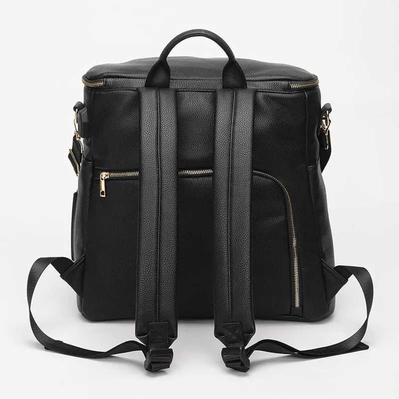 PU Leather Diaper Bag Backpack Large Capacity Travel Carry Bag Maternity Bag Stroller Organizer Nappy Changing Bags Diaper pad y2506098MQ0
