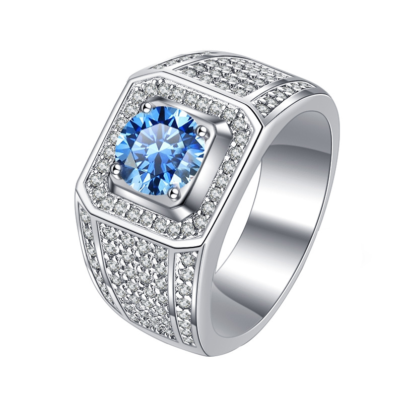 Elegant 925 Sterling Silver Jewelry: Men's Designer Wedding Band Featuring Sparkling Moissanites