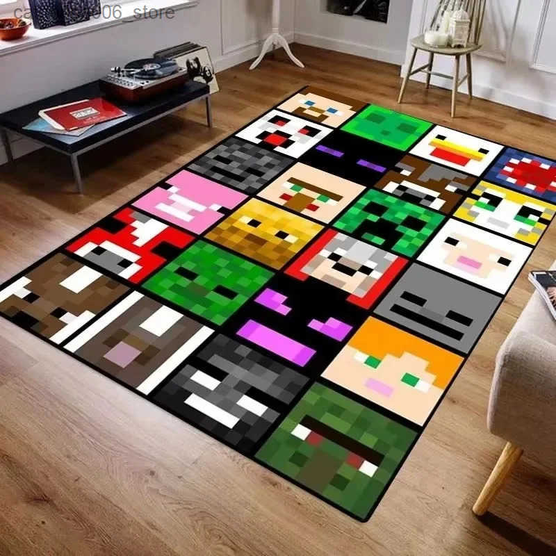 Trendy 3D M-C Pixels Floor Mat Washable Carpet for Living Room Bedroom Easy-to-Clean Rug for Sofa Modern Home Decoration y25060938SD