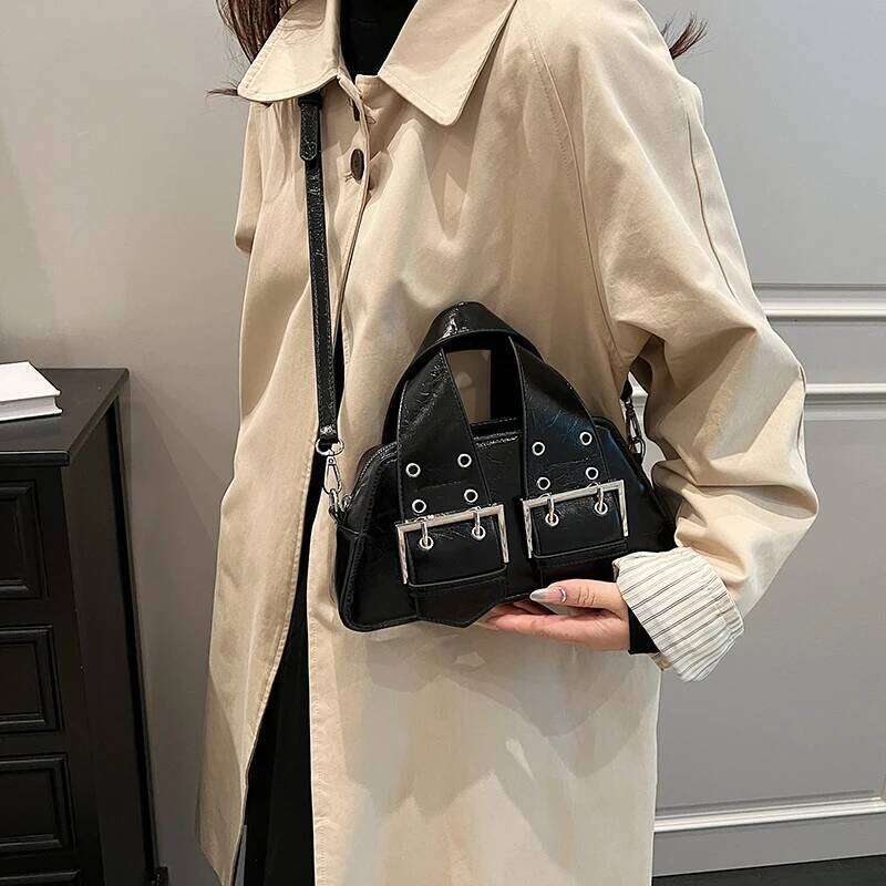 Sier Pu Leather Women's Handbag Small Purse 2024 Spring Fashion Bag Female Rivet Crossbody Designer Shoulder Side Bags