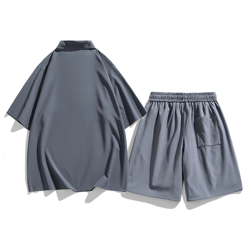 2 Piece Sets Men Summer Outfits Short Sleeve Polo Shirt and Shorts Streetwear Stylish Fashion Hanging Out Vacation Clothes 250530
